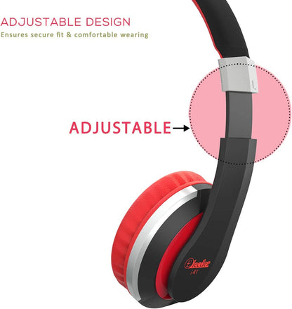 I41 Kids Headphones, Headphones for Kids Children Girls Boys Teens Foldable Adjustable on Ear Headphones with 3.5Mm Jack for Cellphones Computer MP3/4 Kindle School(Red/Black)