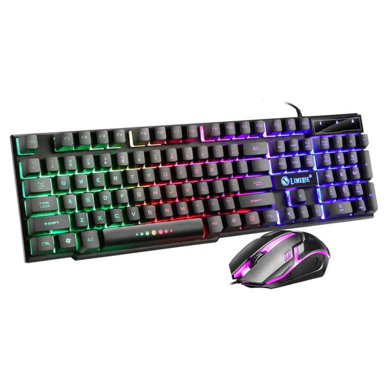 USB Wired Gaming Keyboard Mouse Combos PC Rainbow Colorful LED Backlit Gaming Mouse and Keyboard Set Kit for Home Office Gamer