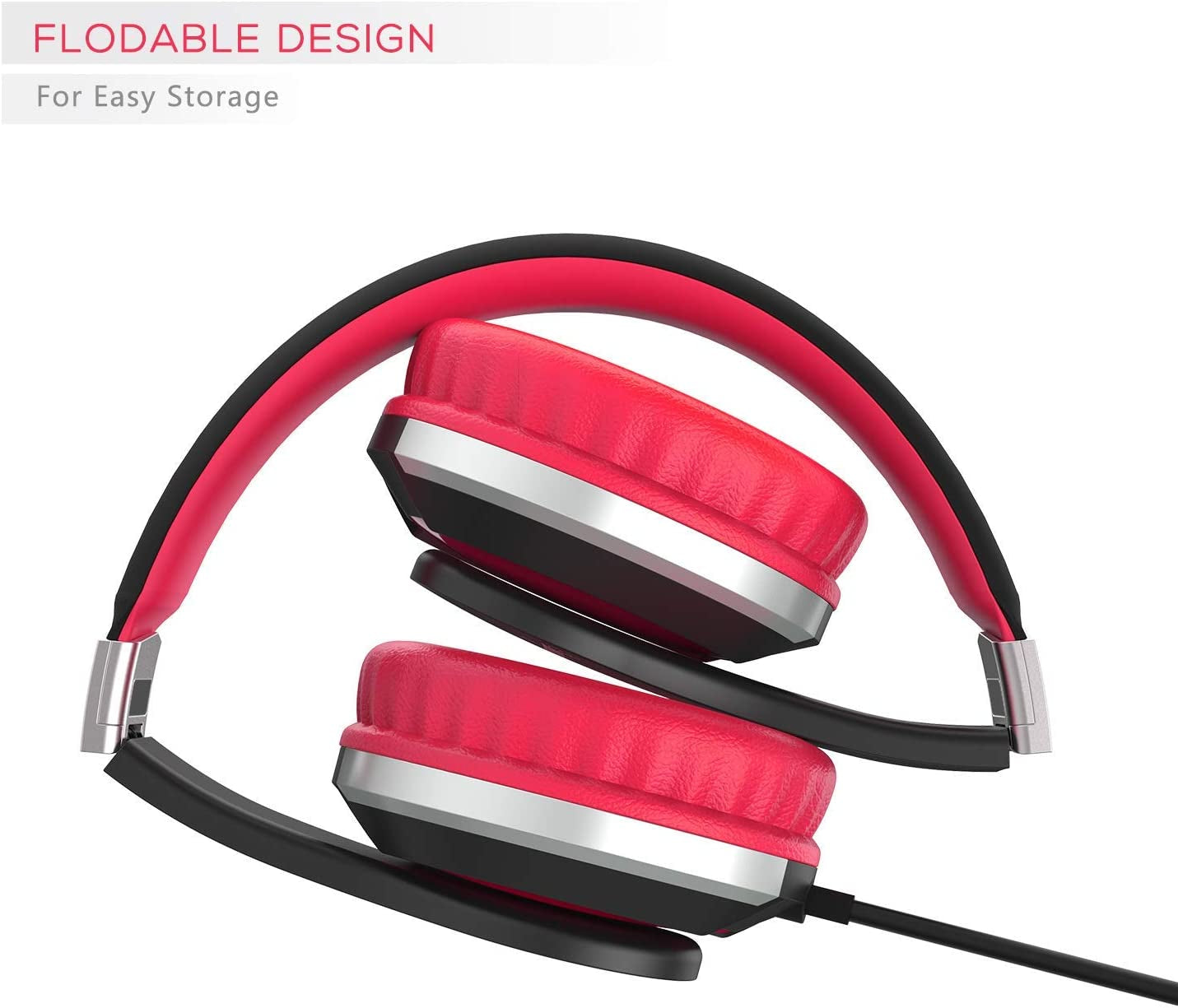 I41 Kids Headphones, Headphones for Kids Children Girls Boys Teens Foldable Adjustable on Ear Headphones with 3.5Mm Jack for Cellphones Computer MP3/4 Kindle School(Red/Black)